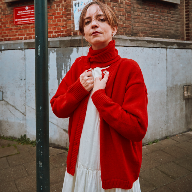 Poudre Organic | PÉTALE Wool Cardigan | Scarlett Red