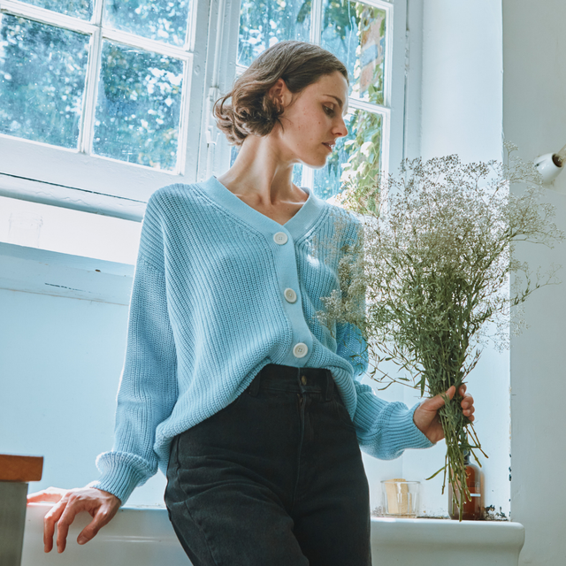 Poudre Organic | MATE Organic Cotton Cardigan | Blue Ciel