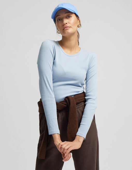 Colorful Standard | Rib Long Sleeve Top | Snow Melange